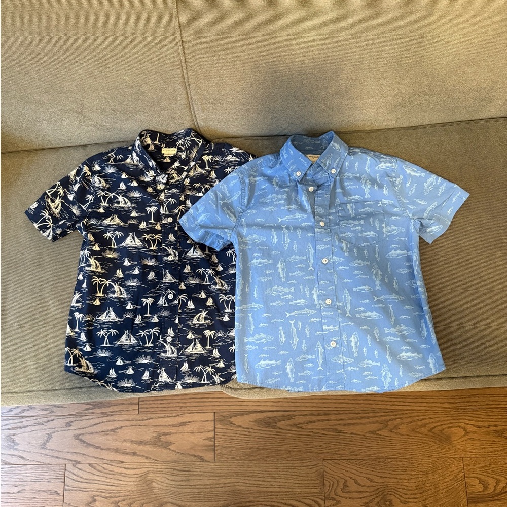 2 x Crewcuts Navy and Light Blue Kids Button-Down Shirts